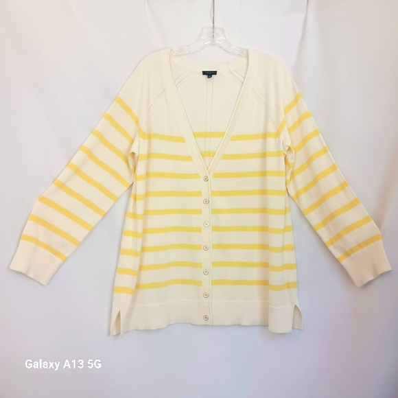 Talbots Women's Stripe Cardigan Sweater Plus Size 1X - Picture 2 of 11